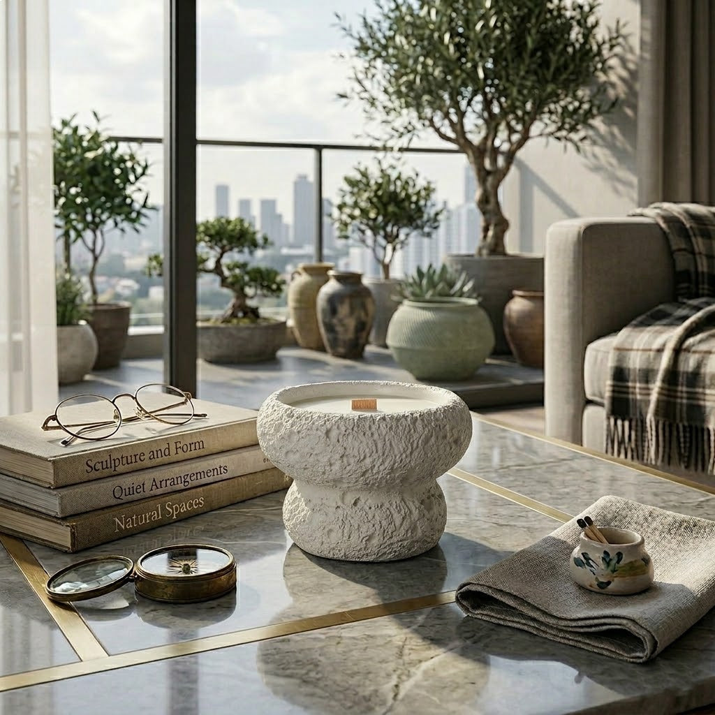 Nordic Concrete Mushroom Candle Holder