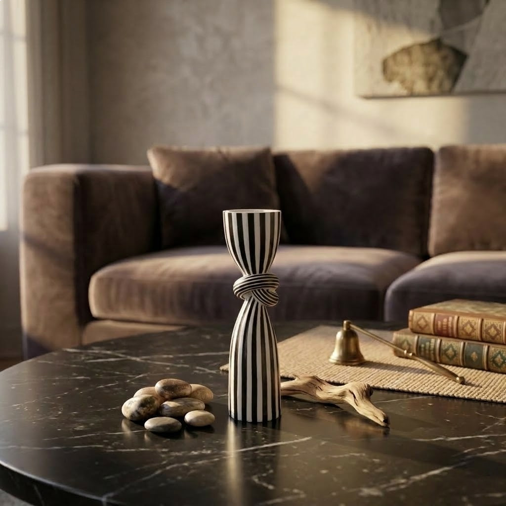 Modern Striped Resin Candle Holder