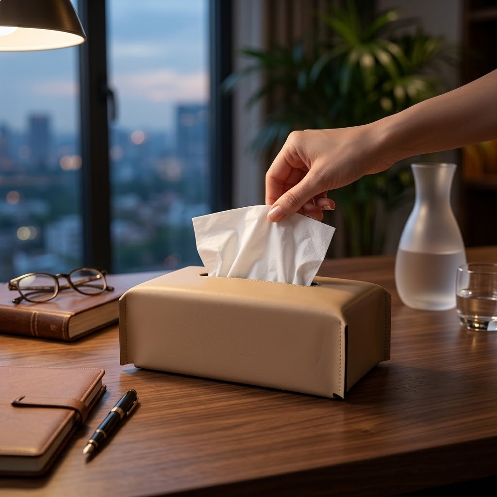 Modern Luxury Leather Tissue Box